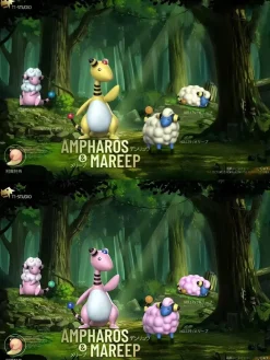 1/20 Scale World Zukan Evolution of Ampharos Set - Pokemon Statue - T1 Studio