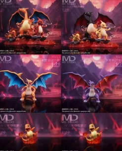 1/20 Scale World Zukan Evolution of Charizard Set & Mega Charizard Y 2.0 - Pokemon Resin Statue - MD-Studio