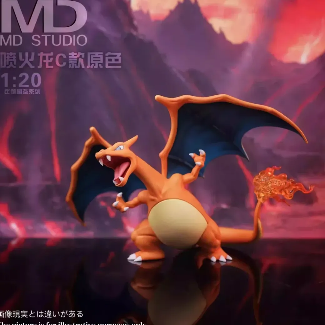 1/20 Scale World Zukan Evolution of Charizard Set & Mega Charizard Y 2.0 - Pokemon Resin Statue - MD-Studio