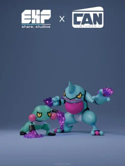 1/20 Scale World Zukan Evolution of Croagunk Set - Pokemon Resin Statue - EXP Share Studios