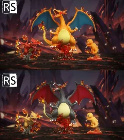 1/20 Scale World Zukan Evolution of Charmander Set - Pokemon Resin Statue - RS Studios