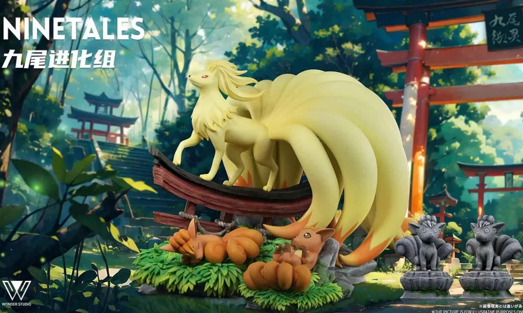 1/20 Scale World Zukan Evolution of Ninetales Set & Komala - Pokemon Resin Statue - Wonder Studio