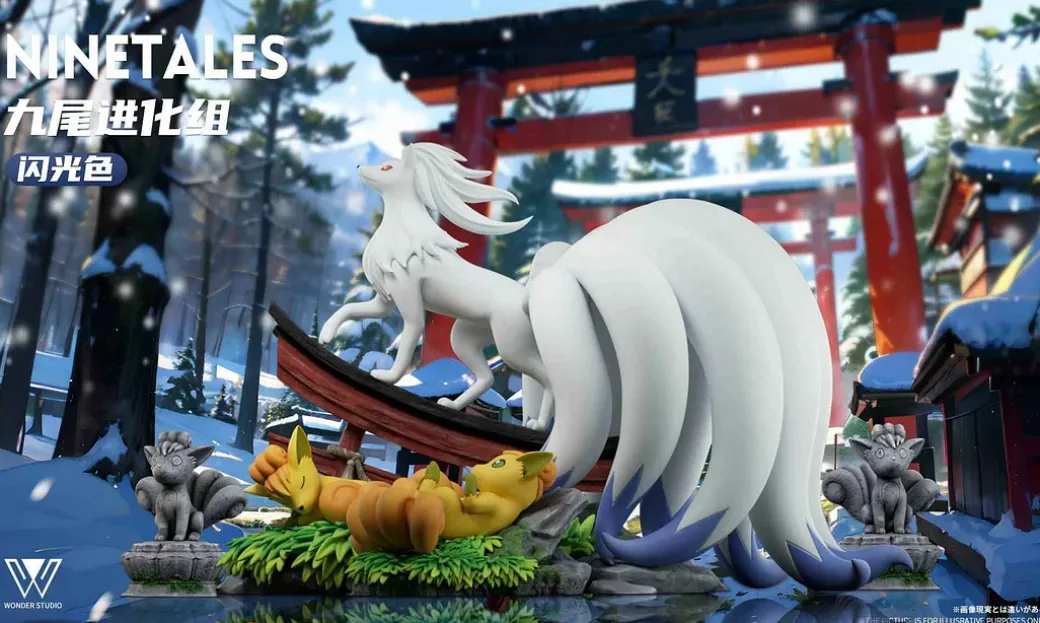 1/20 Scale World Zukan Evolution of Ninetales Set & Komala - Pokemon Resin Statue - Wonder Studio