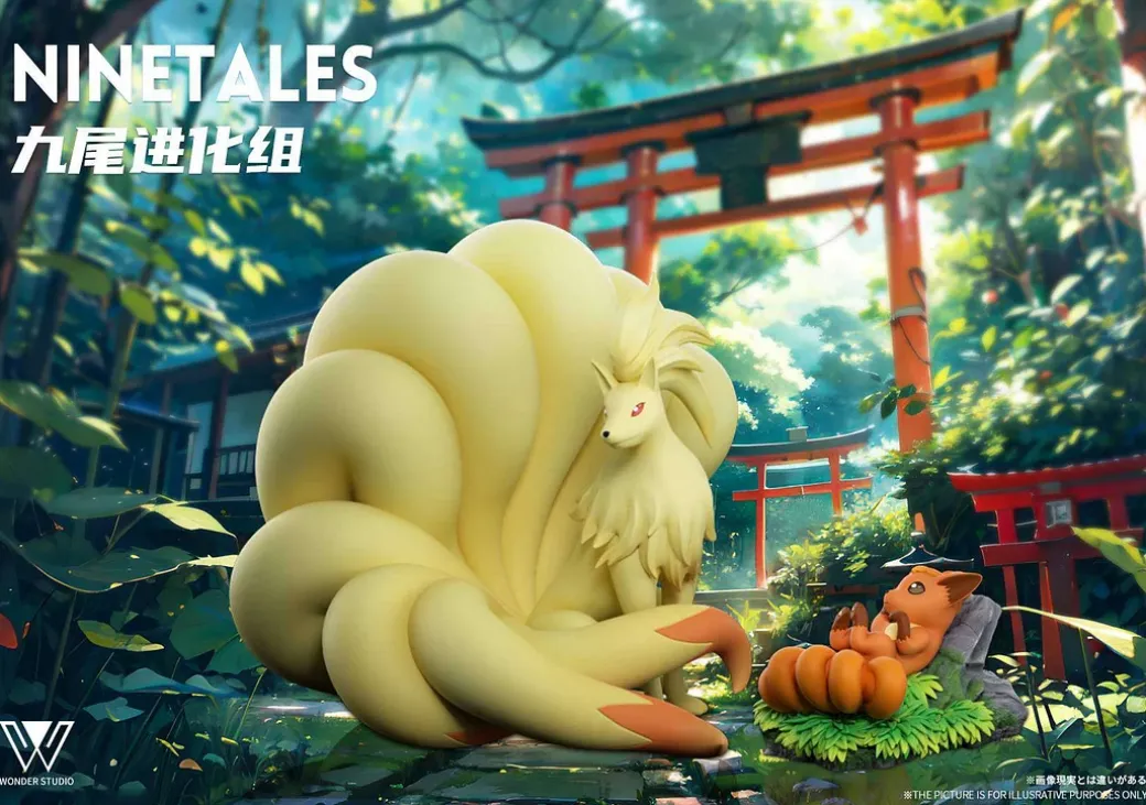 1/20 Scale World Zukan Evolution of Ninetales Set & Komala - Pokemon Resin Statue - Wonder Studio