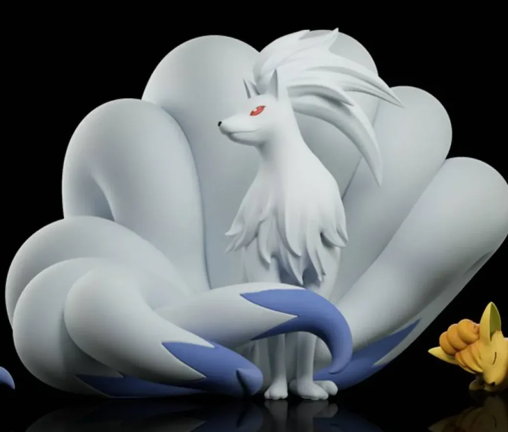 1/20 Scale World Zukan Evolution of Ninetales Set & Komala - Pokemon Resin Statue - Wonder Studio