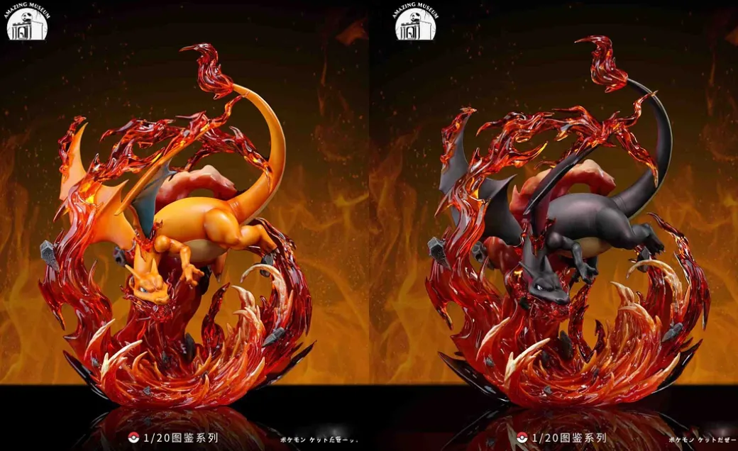 1/20 Scale World Zukan Flamethrower Charizard - Pokemon Resin Statue - Amazing Museum Studio
