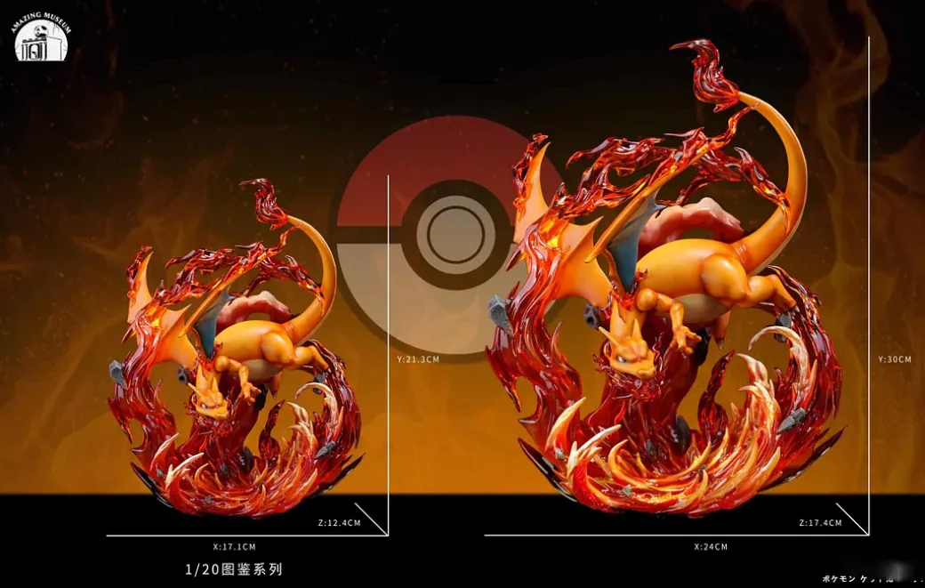 1/20 Scale World Zukan Flamethrower Charizard - Pokemon Resin Statue - Amazing Museum Studio