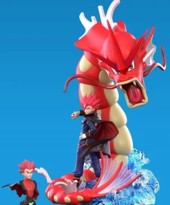 1/20 Scale World Zukan Lance & Gyarados - Pokemon Resin Statue - QN Studios