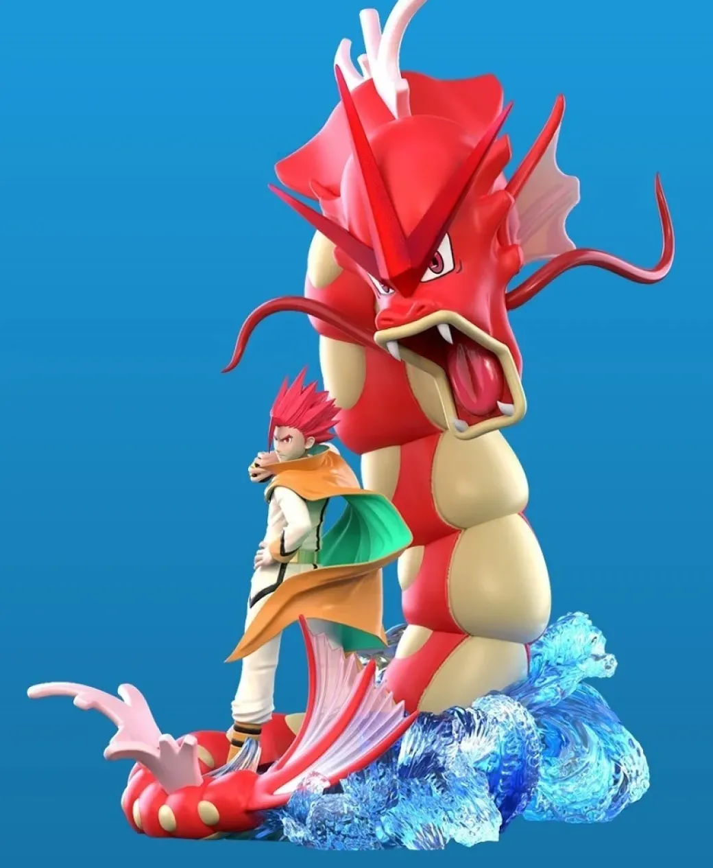 1/20 Scale World Zukan Lance & Gyarados - Pokemon Resin Statue - QN Studios