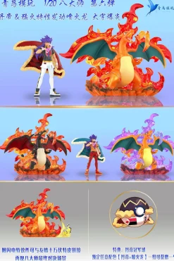 1/20 Scale World Zukan Leon & Charizard - Pokemon Resin Statue - QN Studios