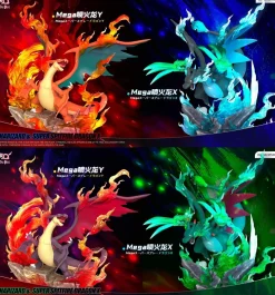 1/20 Scale World Zukan Mega Charizard X & Mega Charizard Y - Pokemon Resin Statue - DaiDai Studio