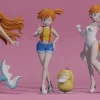 1/20 Scale World Zukan Misty, Staryu, Psyduck & Goldeen - Pokemon Statue - Trainer House Studios