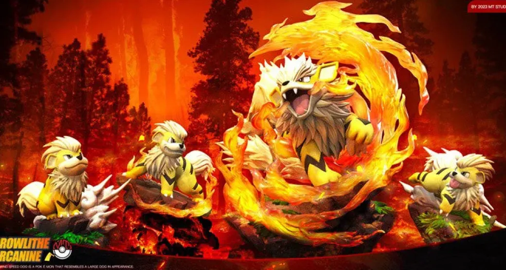 1/20 Scale World Zukan Original Colour Evolution of Arcanine Set - Pokemon Statue - MT Studio