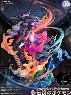 1/20 Scale World Zukan Palkia & Dialga Battle on Space-Time Tower with LED & Sound - Pokemon Resin Statue - Crescent-Studios