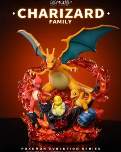 1/20 Scale World Zukan Pokemon Evolution Series 002 Charizard Family with LED - Pokemon Resin Statue - Fairyland Studio