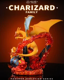 1/20 Scale World Zukan Pokemon Evolution Series 002 Charizard Family with LED - Pokemon Resin Statue - Fairyland Studio