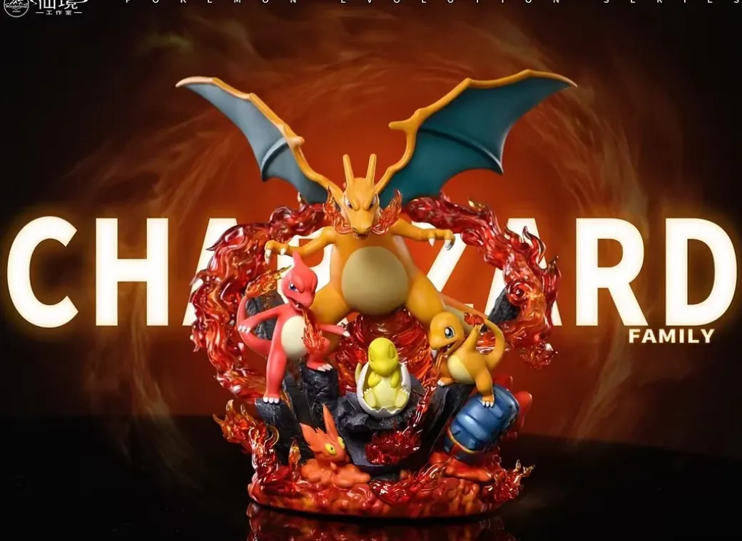 1/20 Scale World Zukan Pokemon Evolution Series 002 Charizard Family with LED - Pokemon Resin Statue - Fairyland Studio