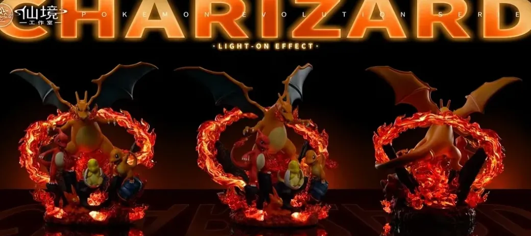 1/20 Scale World Zukan Pokemon Evolution Series 002 Charizard Family with LED - Pokemon Resin Statue - Fairyland Studio