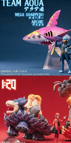 1/20 Scale World Zukan Villainous team Series 001 Team Aqua & Team Magma - Pokemon Resin Statue - PCHouse Studios
