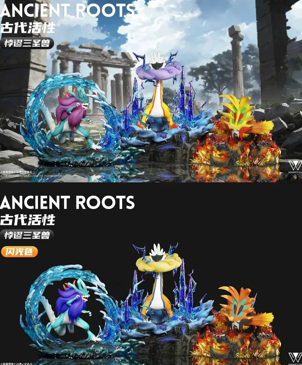1/20 Scale World Zukan Walking Wake & Gouging Fire & Raging Bolt - Pokemon Resin Statue - Wonder Studio