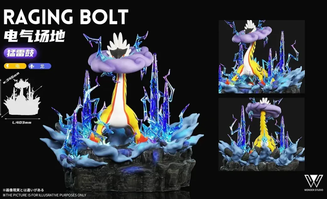 1/20 Scale World Zukan Walking Wake & Gouging Fire & Raging Bolt - Pokemon Resin Statue - Wonder Studio