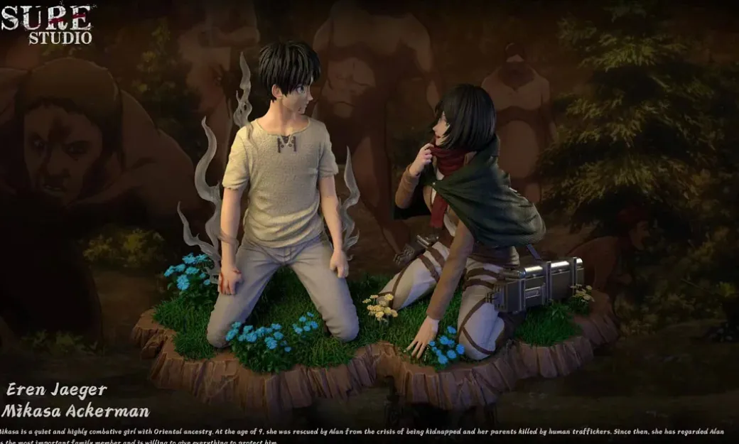 1/6 Scale Wrap Scarf 2.0 Eren Yeager & Mikasa Ackerman - Attack On Titan Resin Statue - Sure Studio