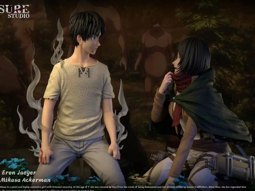 1/6 Scale Wrap Scarf 2.0 Eren Yeager & Mikasa Ackerman - Attack On Titan Resin Statue - Sure Studio