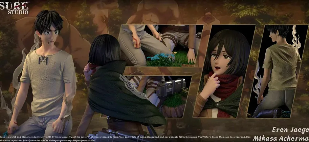 1/6 Scale Wrap Scarf 2.0 Eren Yeager & Mikasa Ackerman - Attack On Titan Resin Statue - Sure Studio