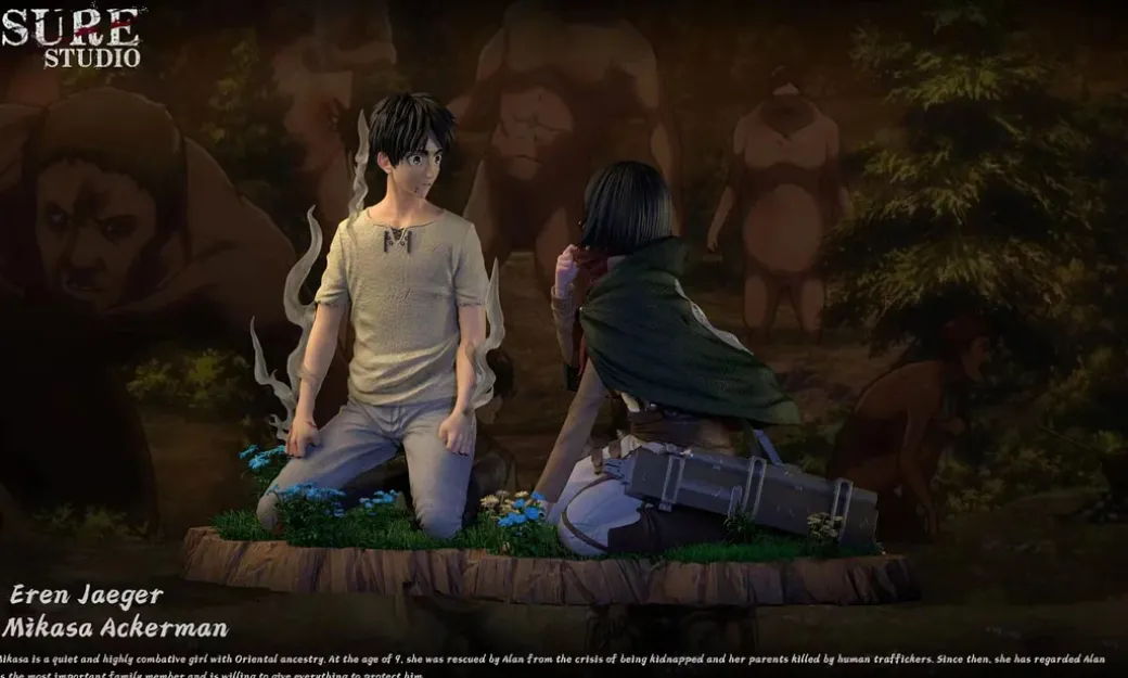 1/6 Scale Wrap Scarf 2.0 Eren Yeager & Mikasa Ackerman - Attack On Titan Resin Statue - Sure Studio