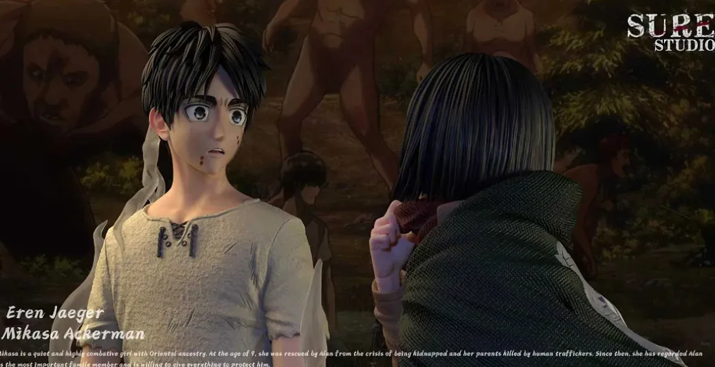 1/6 Scale Wrap Scarf 2.0 Eren Yeager & Mikasa Ackerman - Attack On Titan Resin Statue - Sure Studio