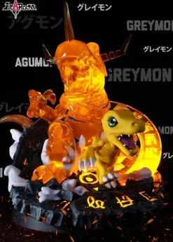 Agumon & Greymon with LED - Digimon Resin Statue - Idea Rocket Studios