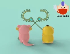 Barrier Beasts Psyduck & Slowpoke - Ne Zha Pokemon Statue - Luck Studio