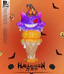 Big & Small Scale Halloween Pumpkin Ice Cream Gengar - Pokemon Resin Statue - Poker-Studios