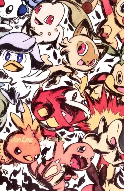 Big & Small Size Inkjet Style Decorative Painting Starter Pokemon of Ninth Generation - Pokemon Decorative Painting - Mystical Art Studios