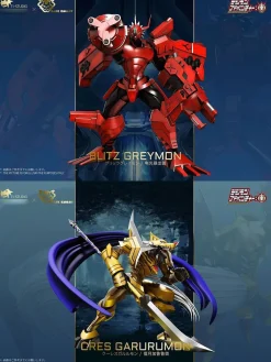 Blitz Greymon & Cres Garurumon - Digimon Resin Statue - T1 Studio