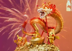 Brilliant Golden Light Dragon Dance Ver. Pikachu with LED - Pokemon Resin Statue - MM Studio