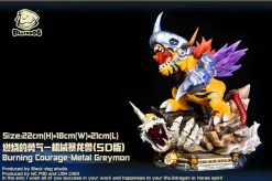 Burning Courage Metal Greymon - Digimon Resin Statue - Black-Dog-Studios