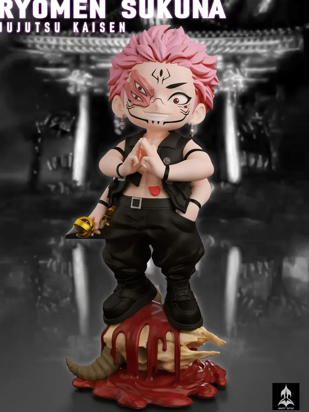 Chibi Ver. 002 Satoru Gojo & Ryomen Sukuna - Jujutsu Kaisen Resin Statue - NINETY SEVEN Studio