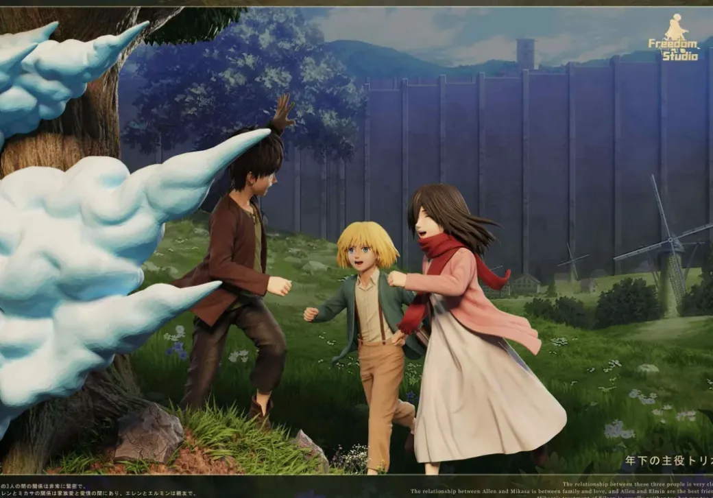 Childhood Friends Running to Tree on Hill - Attack On Titan Resin Statue - Freedom Studio