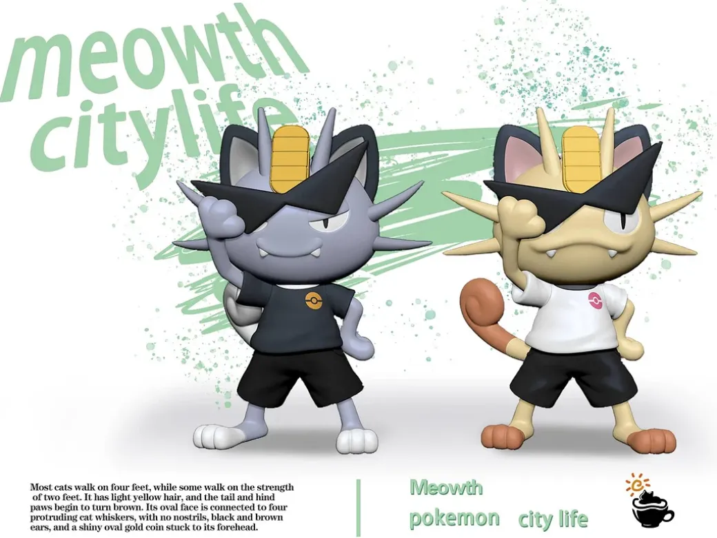 City Life Meowth - Pokemon Resin Statue - FeiMaoYangRi Studio