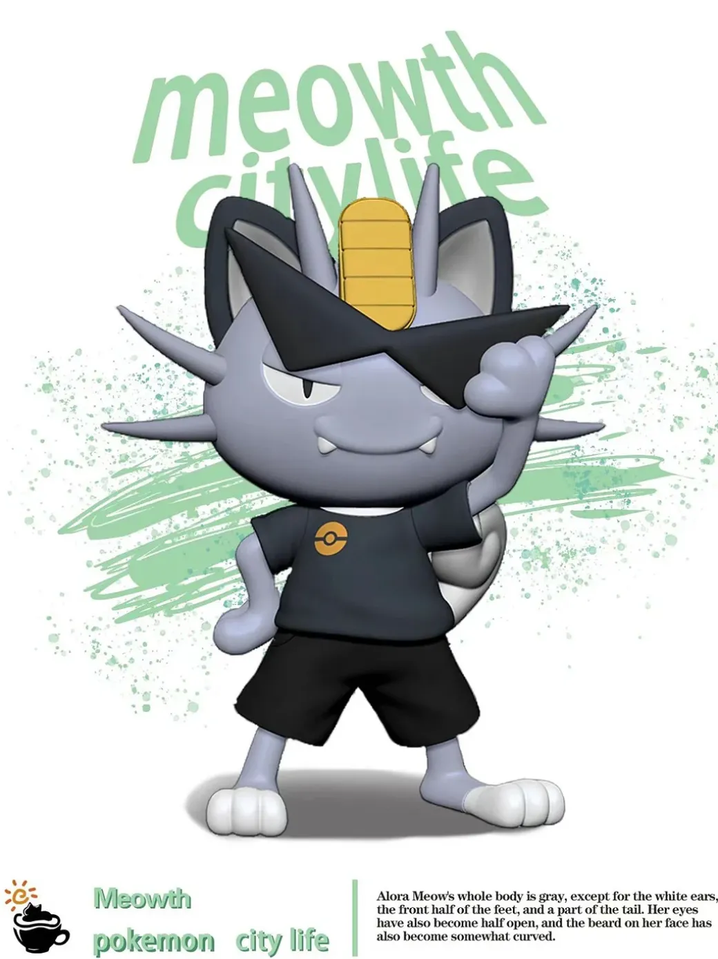 City Life Meowth - Pokemon Resin Statue - FeiMaoYangRi Studio