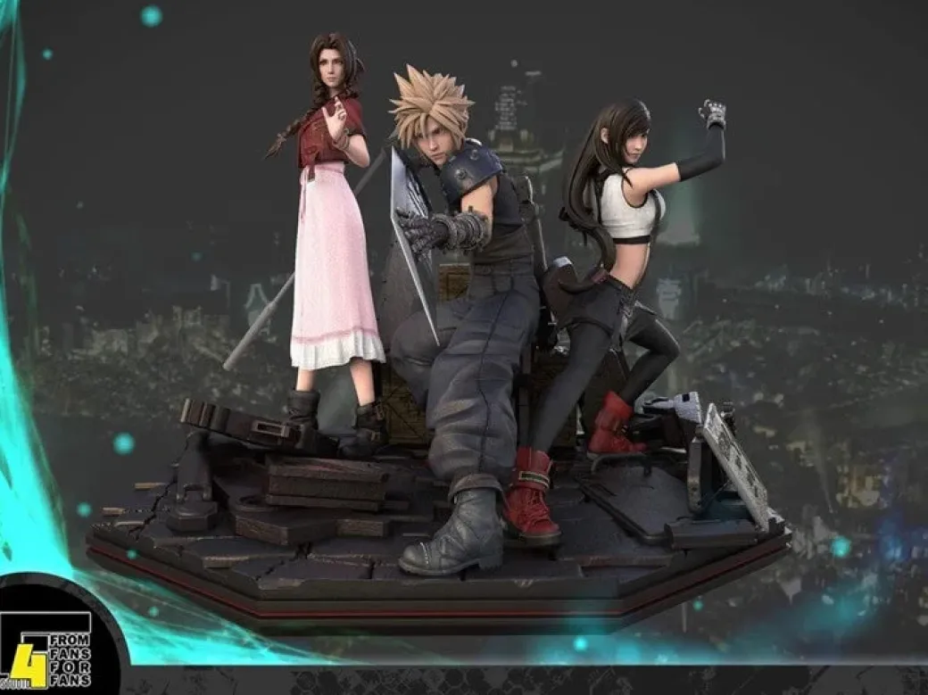 Cloud Strife, Tifa Lockheart & Aerith Gainsborough - (FF7) Final Fantasy VII Resin Statue - F4 Studios