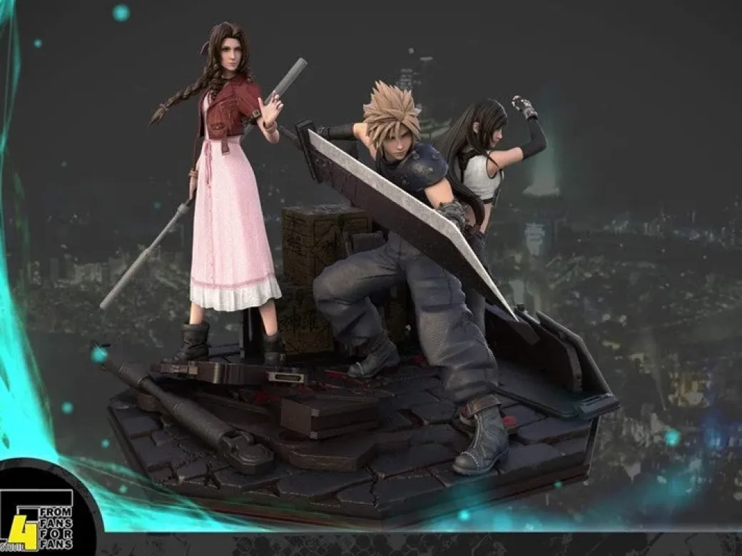 Cloud Strife, Tifa Lockheart & Aerith Gainsborough - (FF7) Final Fantasy VII Resin Statue - F4 Studios
