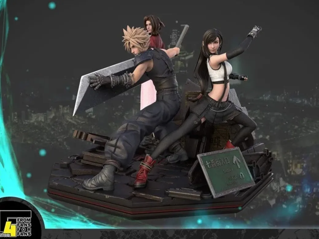 Cloud Strife, Tifa Lockheart & Aerith Gainsborough - (FF7) Final Fantasy VII Resin Statue - F4 Studios