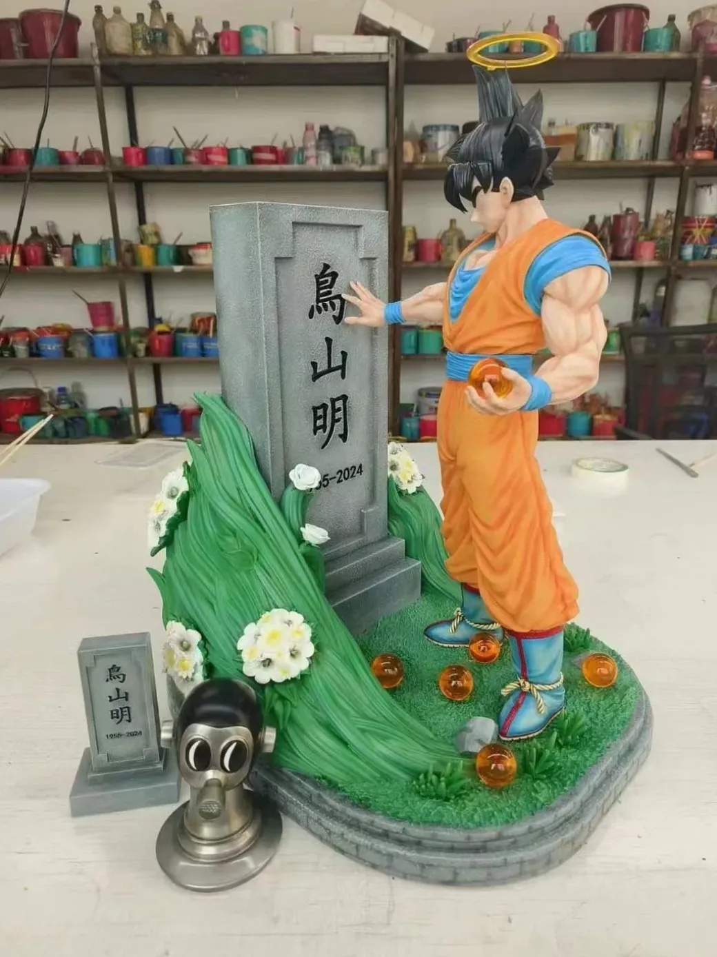 Commemorate Akira Toriyama Tombstone & Son Goku - Dragon Ball Resin Statue - Tian Tang Studio