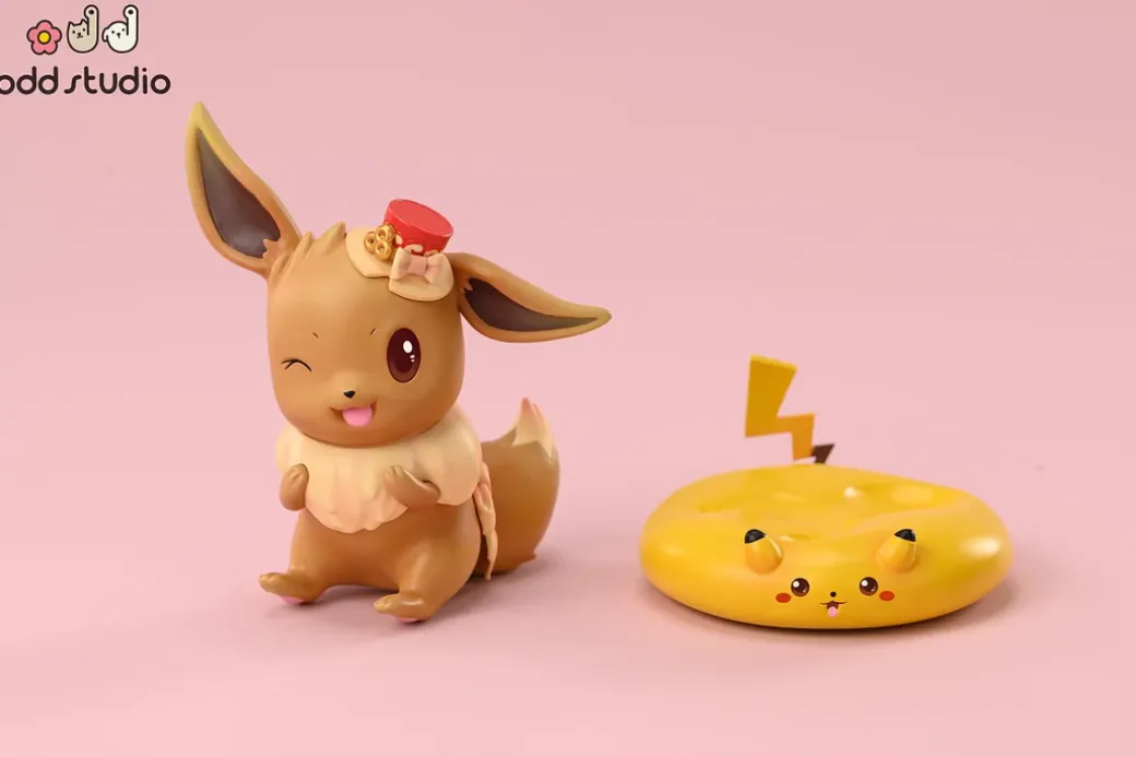 Cushion Series 003 Sitting Eevee & 004 Sitting Pikachu - Pokemon Resin Statue - odd Studio