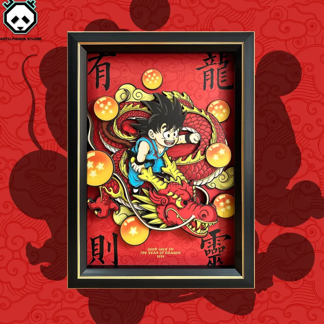 3D Decorative Paint of Dragon Year Son Goku & Shenron - Dragon Ball Decorative Painting - AoTu Panda Studio