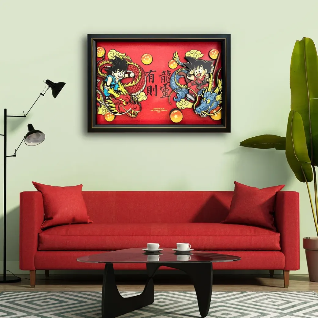 3D Decorative Paint of Dragon Year Son Goku & Shenron - Dragon Ball Decorative Painting - AoTu Panda Studio
