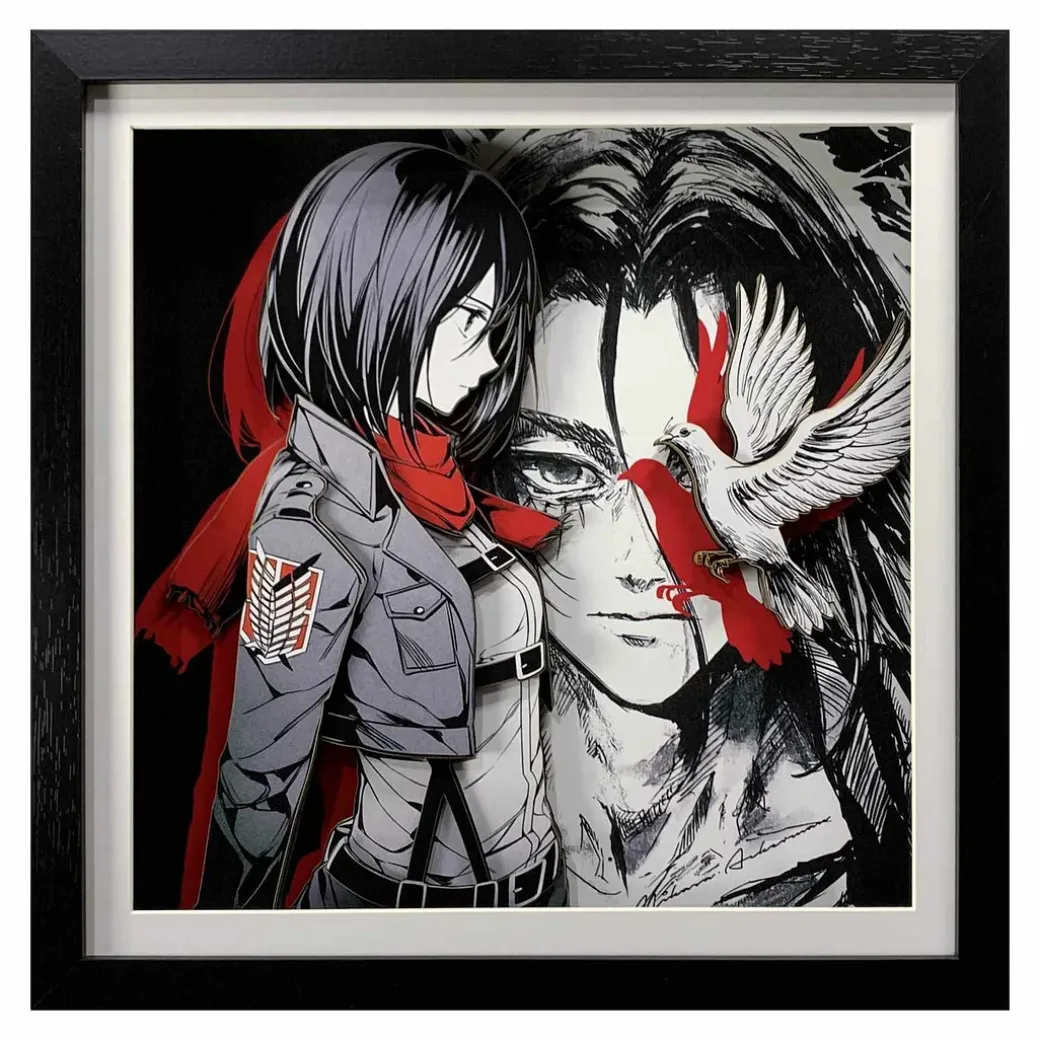 3D Decorative Paint of Grey & White Mikasa Ackerman - Attack On Titan Decorative Painting - momo Studio