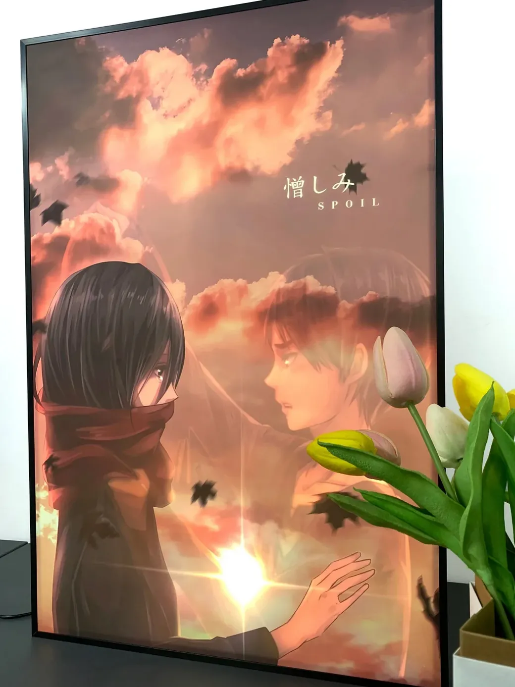 3D Decorative Paint of Light Guide Transformation Mikasa Ackerman & Eren Yeager with LED - Attack on Titan Decorative Painting - momo Studio
